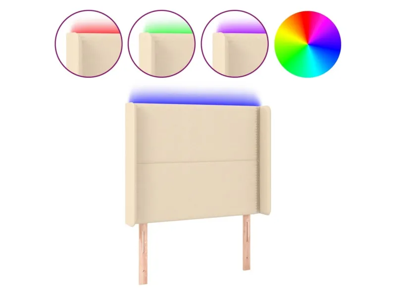 Tête de lit à LED Crème 103x16x118/128 cm Tissu