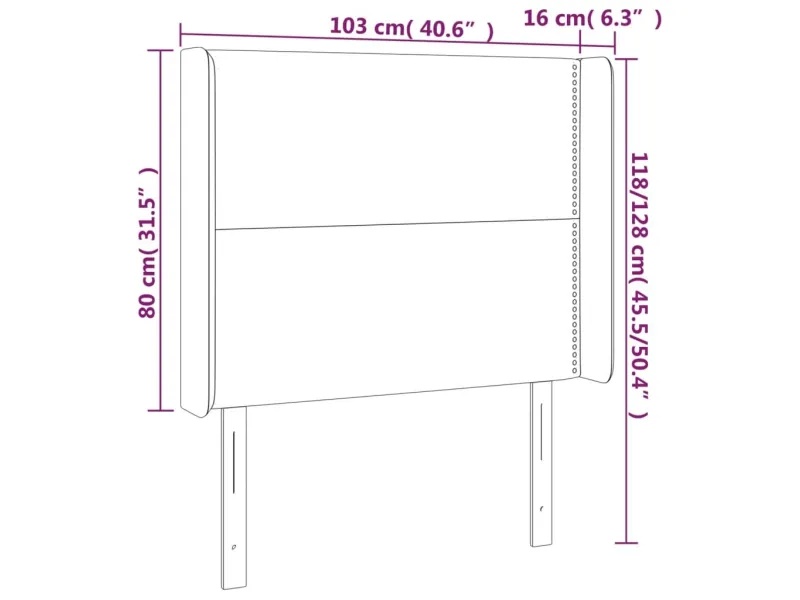 Tête de lit à LED Crème 103x16x118/128 cm Tissu