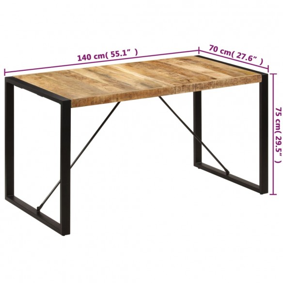 Table de salle à manger 140x70x75 cm Bois de manguier massif