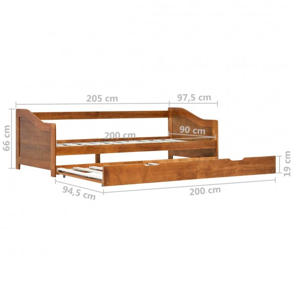 Cadre de lit extensible Marron miel Bois de pin 90x200 cm