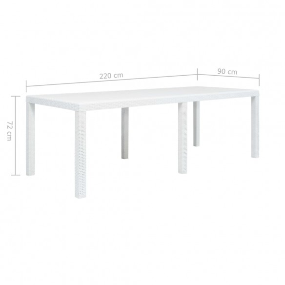 Table de jardin Blanc 220x90x72 cm Plastique Aspect de rotin