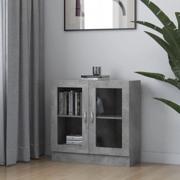 Armoire à vitrine Gris béton 82,5x30,5x80 cm Aggloméré