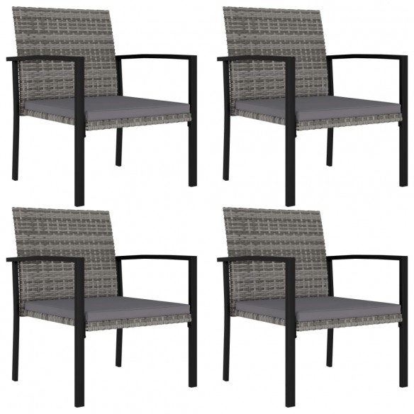 Chaises de salle à manger de jardin 4 pcs Résine tressée Gris