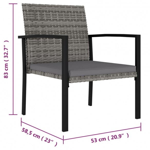 Chaises de salle à manger de jardin 4 pcs Résine tressée Gris