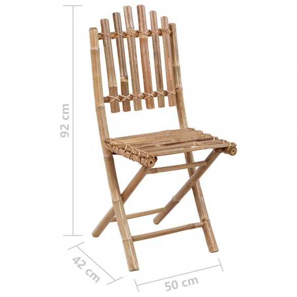 Chaises pliables de jardin 2 pcs avec coussins Bambou