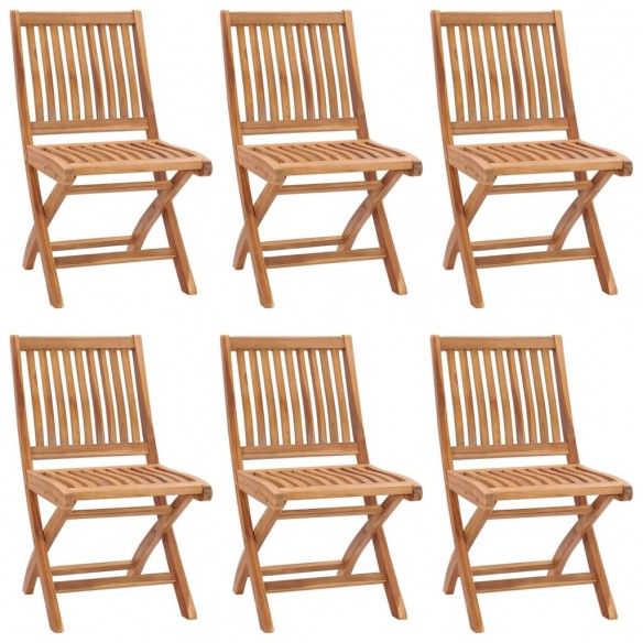 Chaises pliables de jardin avec coussins 6 pcs Bois de teck