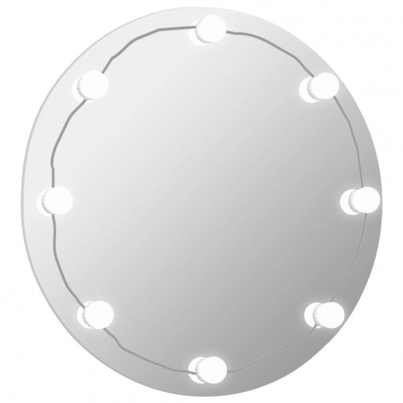 Miroir mural sans cadre avec lampes LED Rond Verre