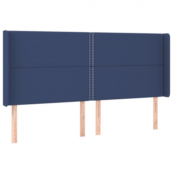 Tête de lit avec oreilles Bleu 163x16x118/128 cm Tissu