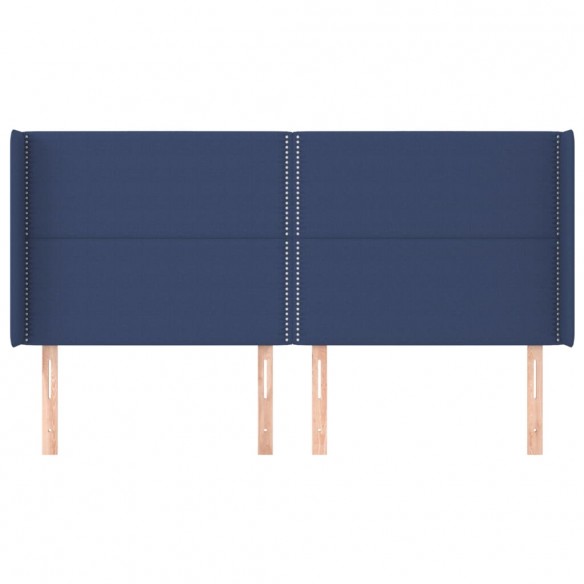 Tête de lit avec oreilles Bleu 163x16x118/128 cm Tissu