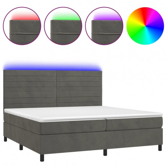 Cadre de lit avec matelas LED Gris foncé 200x200 cm