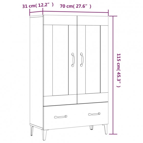 Buffet haut Blanc 70x31x115 cm Bois d'ingénierie