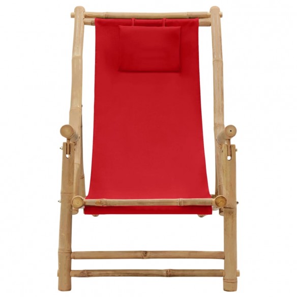 Chaise de terrasse Bambou et toile Rouge