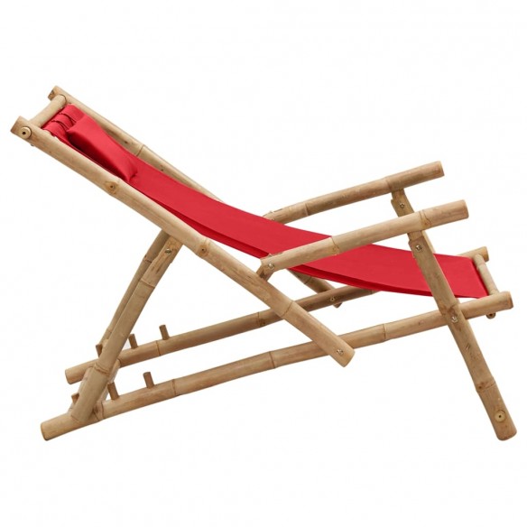 Chaise de terrasse Bambou et toile Rouge