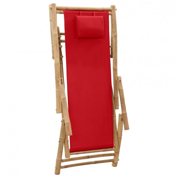 Chaise de terrasse Bambou et toile Rouge