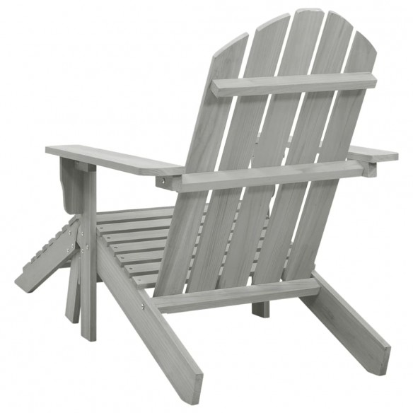 Chaise de jardin avec pouf Bois Gris