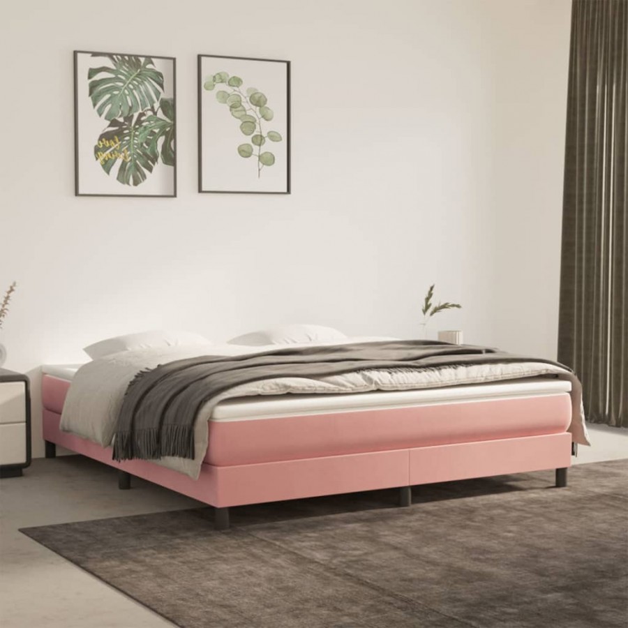 Cadre de lit avec matelas Rose 160x200 cm Velours