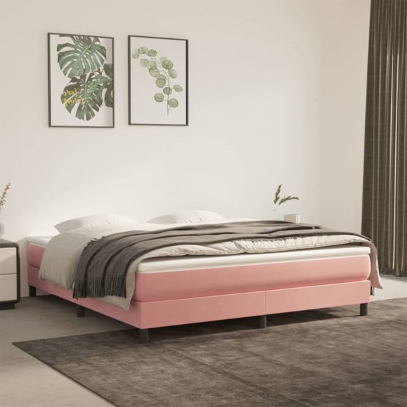 Cadre de lit avec matelas Rose 160x200 cm Velours