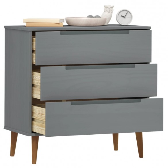 Commode MOLDE Gris 80x40x80 cm Bois de pin massif