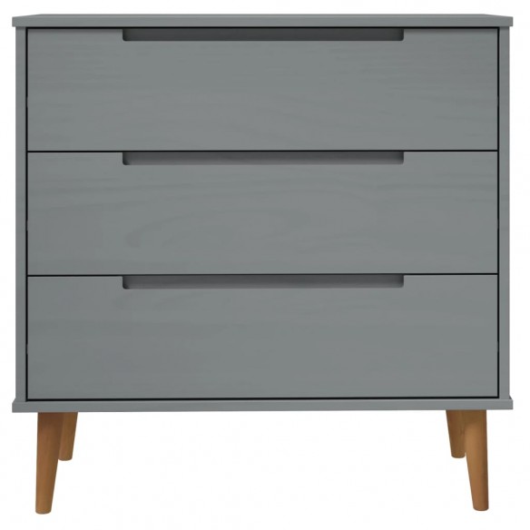 Commode MOLDE Gris 80x40x80 cm Bois de pin massif