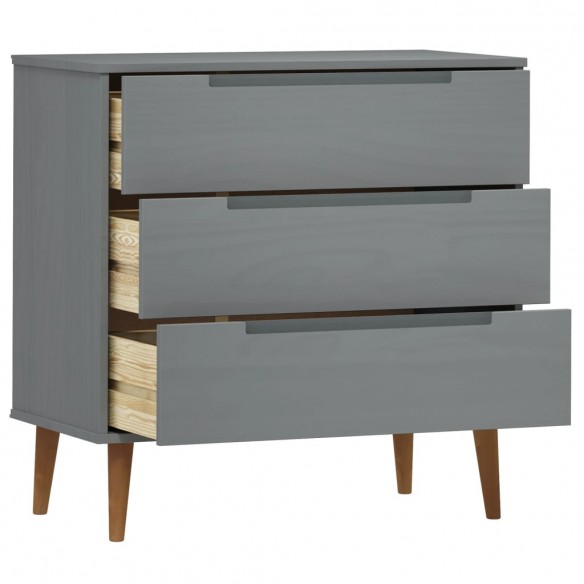 Commode MOLDE Gris 80x40x80 cm Bois de pin massif