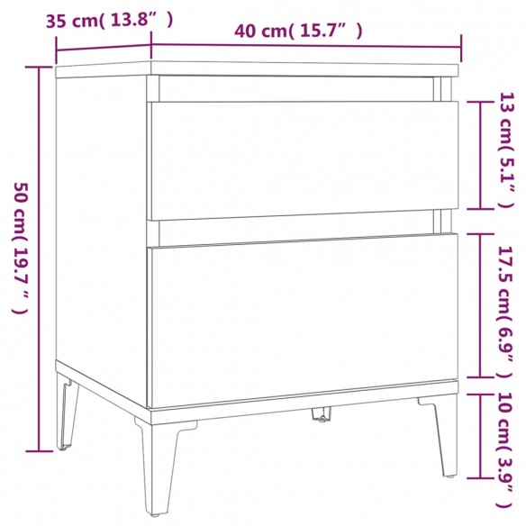 Table de chevet Blanc 40x35x50 cm