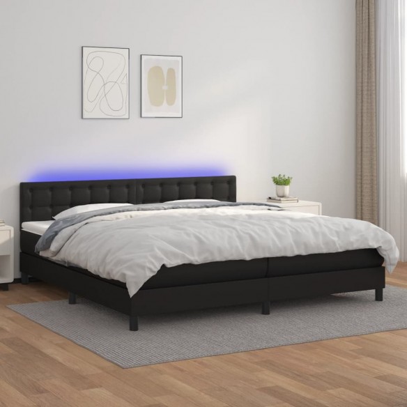 Cadre de lit avec matelas et LED Noir 200x200cm