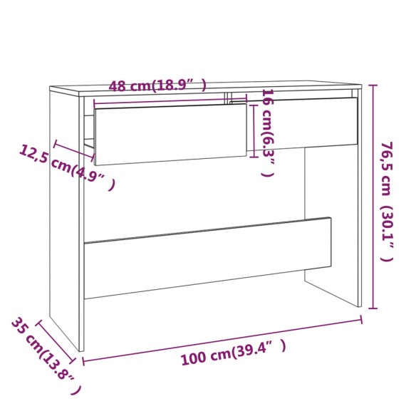 Table console Chêne sonoma 100x35x76,5 cm Aggloméré