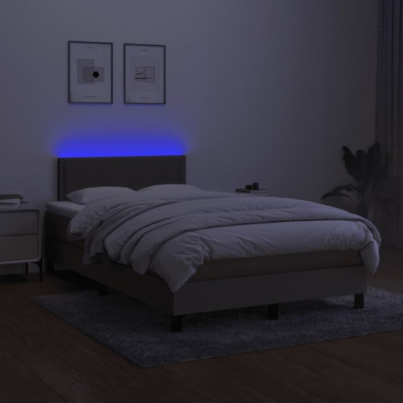 Cadre de lit avec matelas LED Taupe 120x200 cm Tissu