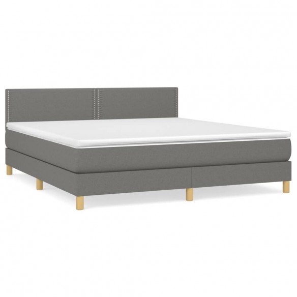 Cadre de lit avec matelas Gris foncé 180x200cm Tissu