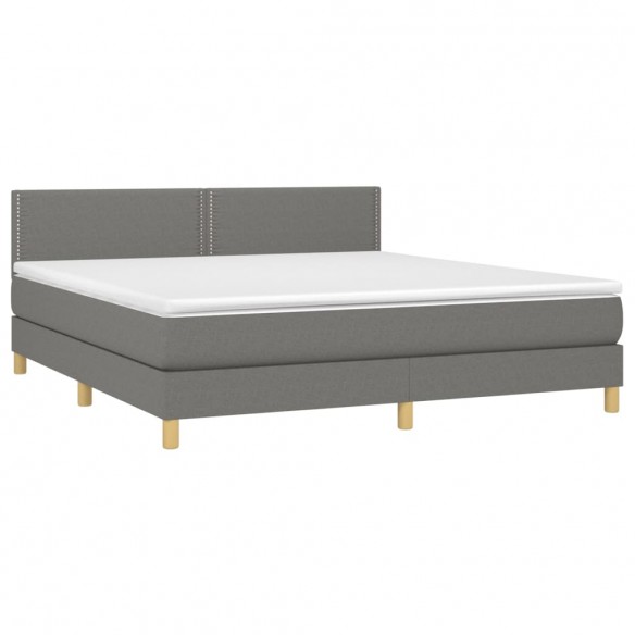 Cadre de lit avec matelas Gris foncé 180x200cm Tissu