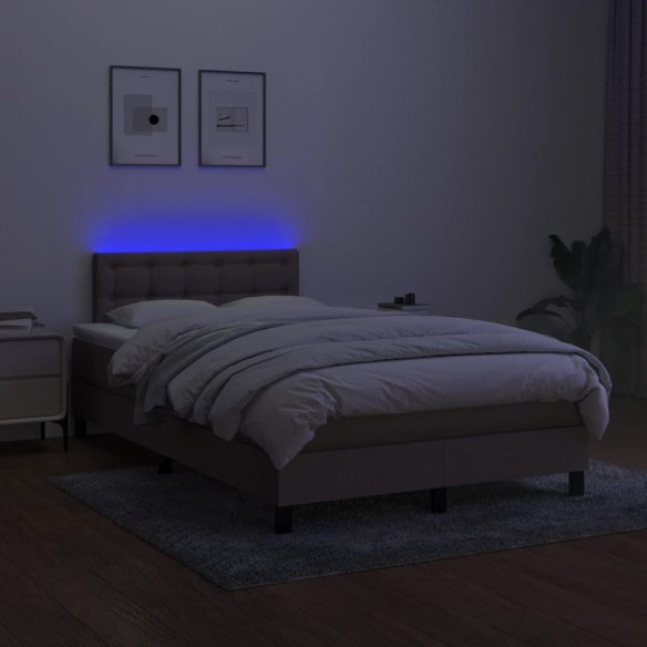 Cadre de lit avec matelas LED Taupe 120x200 cm Tissu