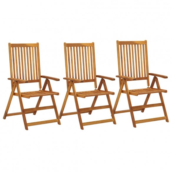 Chaises inclinables de jardin 3 pcs Bois solide d'acacia