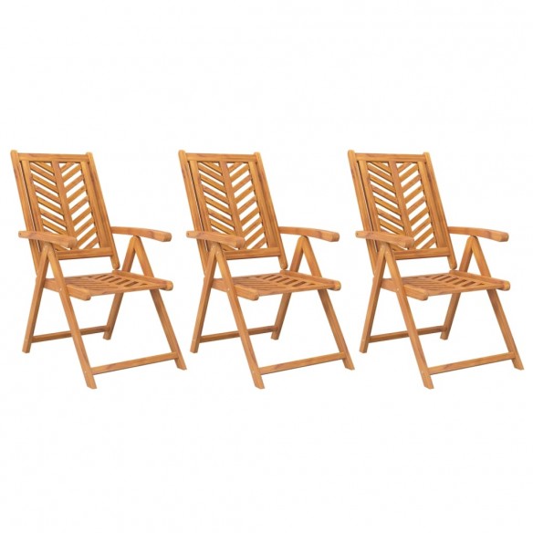 Chaises de jardin inclinables 3 pcs bois massif d'acacia