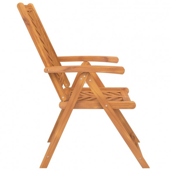 Chaises de jardin inclinables 3 pcs bois massif d'acacia