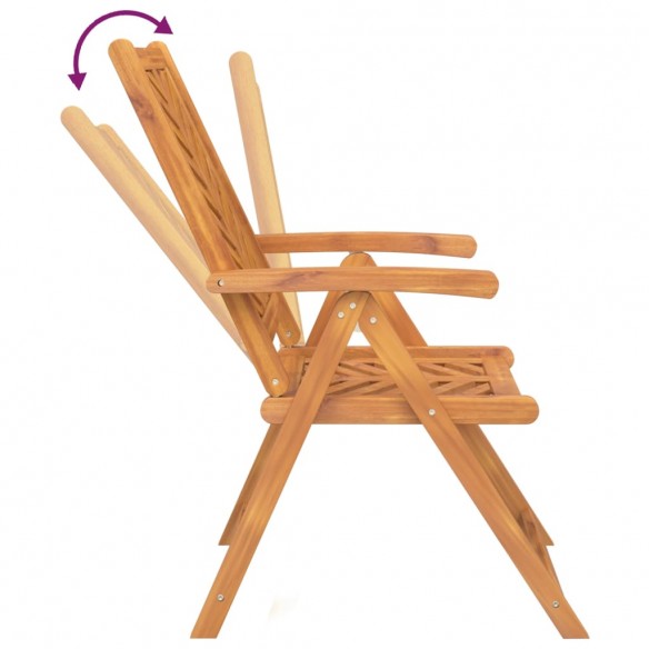 Chaises de jardin inclinables 3 pcs bois massif d'acacia