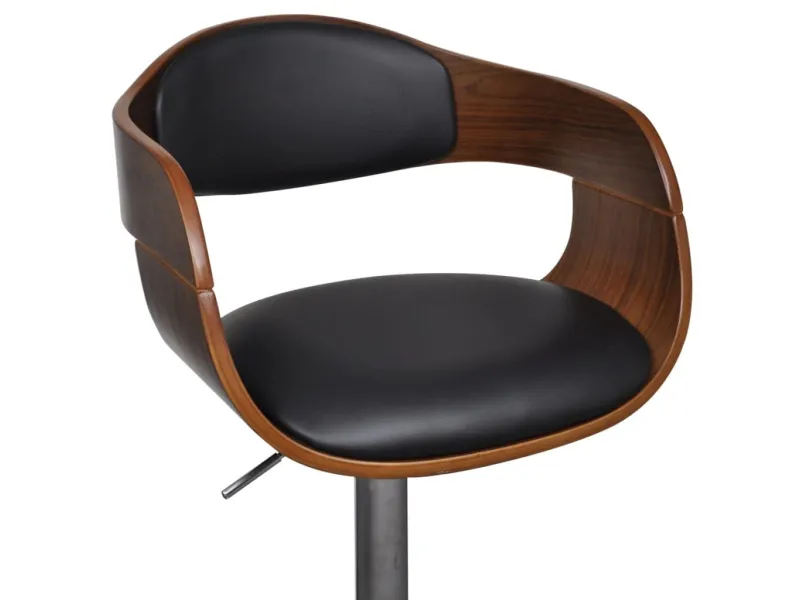 Tabourets de bar lot de 2 noir bois courbé et similicuir