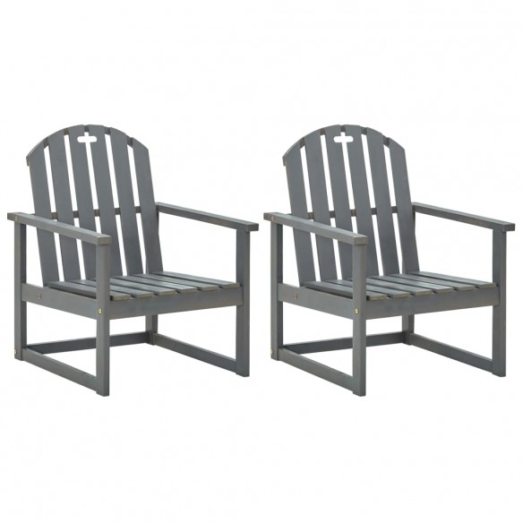 Chaises de jardin 2 pcs Gris Bois d'acacia solide