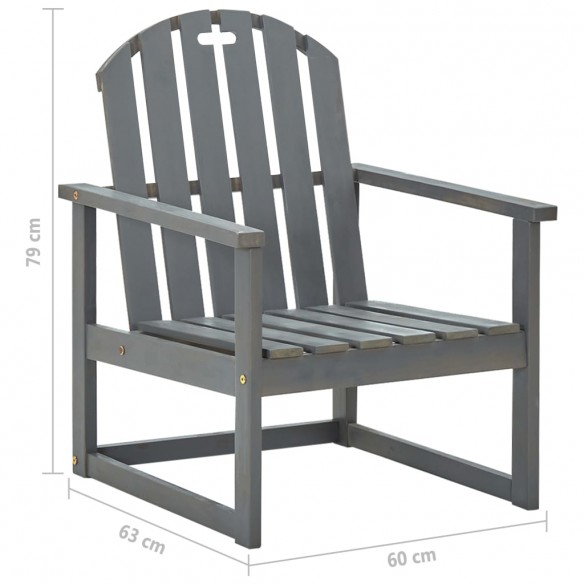 Chaises de jardin 2 pcs Gris Bois d'acacia solide