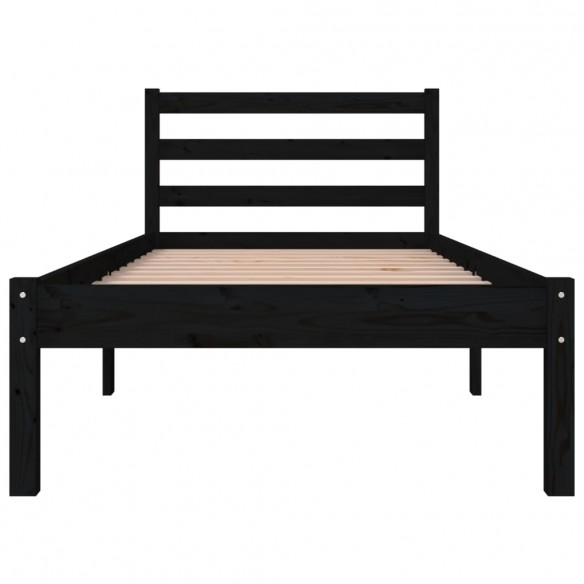 Cadre de lit Bois de pin massif 75x190 cm Noir petit simple