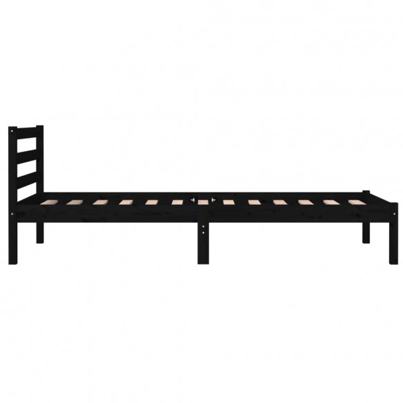 Cadre de lit Bois de pin massif 75x190 cm Noir petit simple