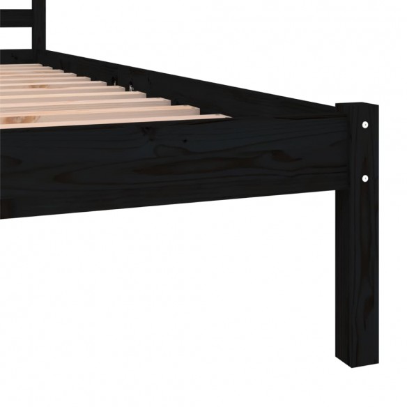 Cadre de lit Bois de pin massif 75x190 cm Noir petit simple