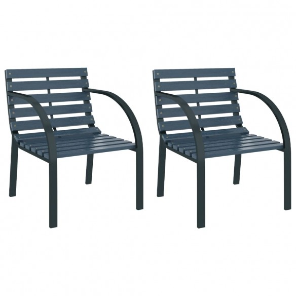 Chaises de jardin 2 pcs Gris Bois