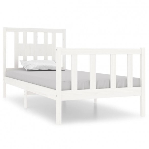 Cadre de lit Blanc Bois massif 90x190 cm Simple