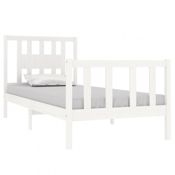 Cadre de lit Blanc Bois massif 90x190 cm Simple