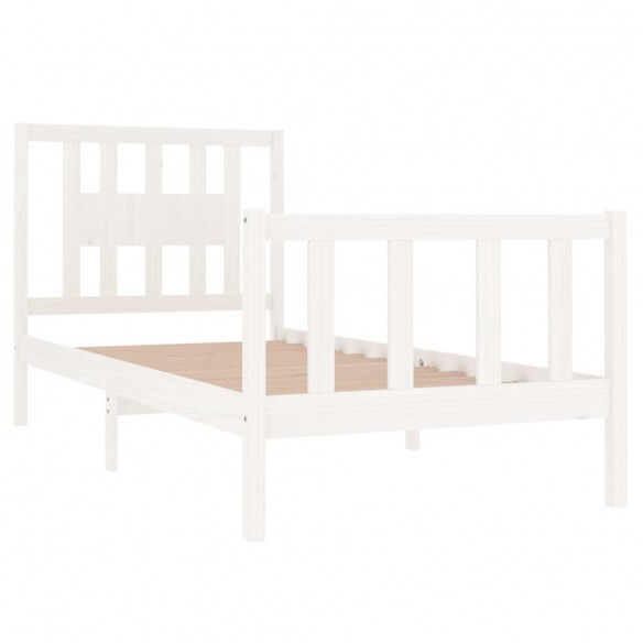 Cadre de lit Blanc Bois massif 90x190 cm Simple