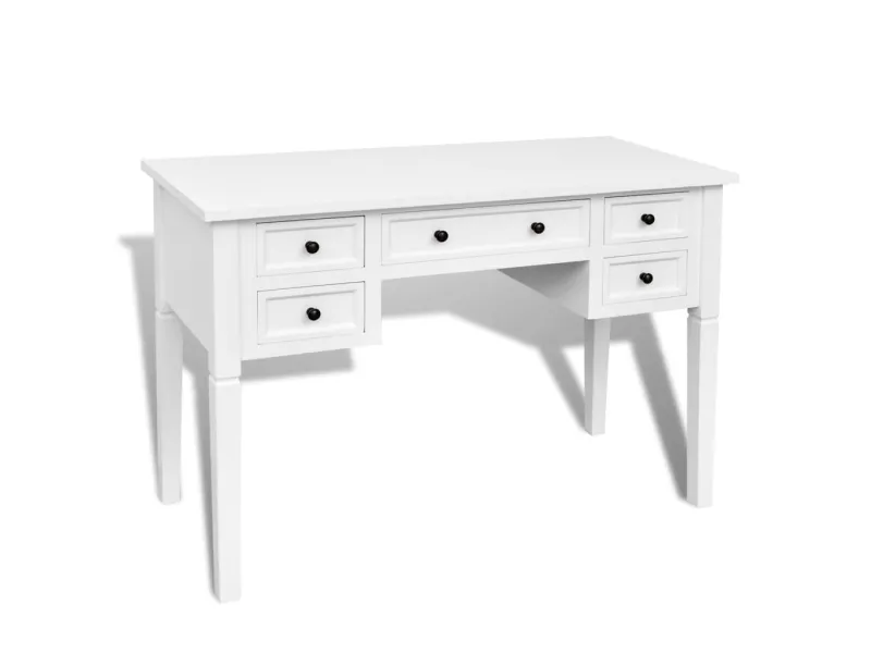 Bureau blanc à 5 tiroirs