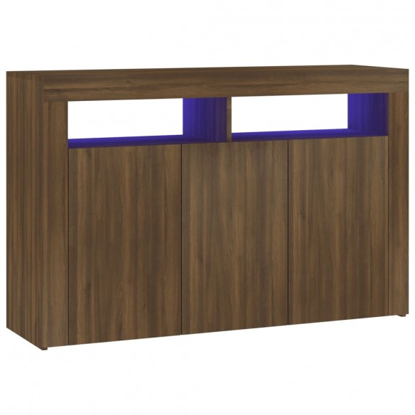 Buffet avec lumières LED chêne marron 115,5x30x75 cm