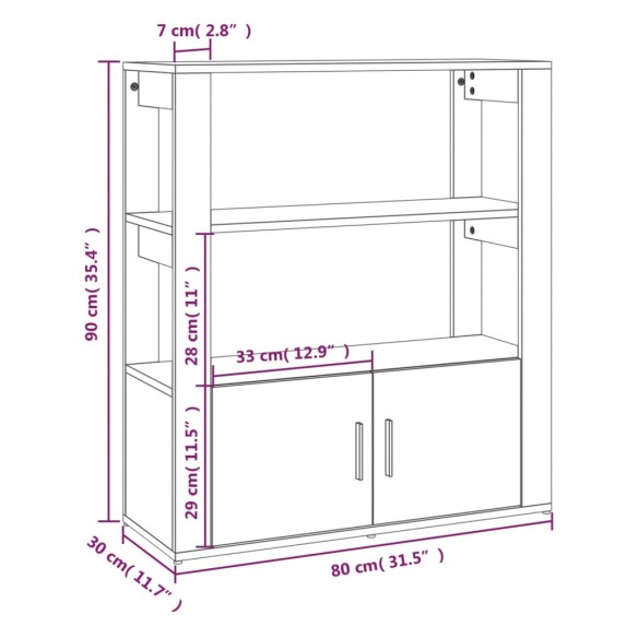 Buffet Gris béton 80x30x90 cm Bois d'ingénierie