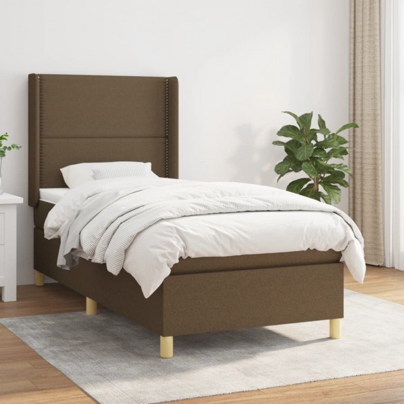 Cadre de lit avec matelas Marron foncé 90x190 cm