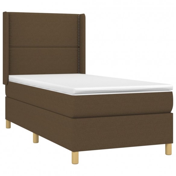 Cadre de lit avec matelas Marron foncé 90x190 cm